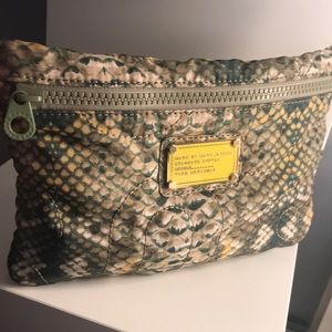 Mark by Mark Jacobs Faux snake print large zipper clutch